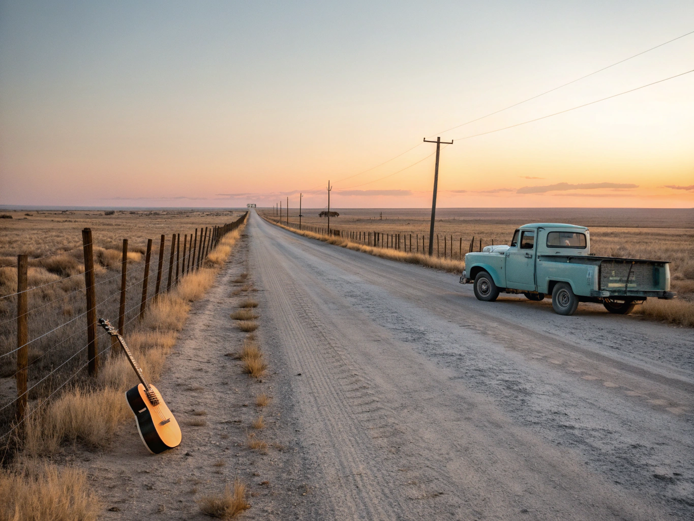 Open road fading into the horizon at dusk